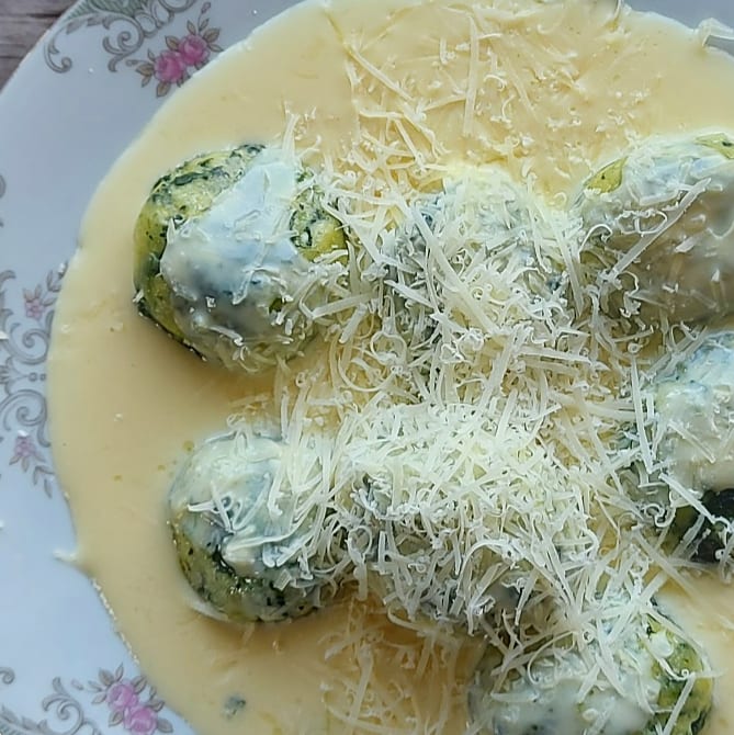 Fotografia de la receta de Malfattis de ricotta y espinaca